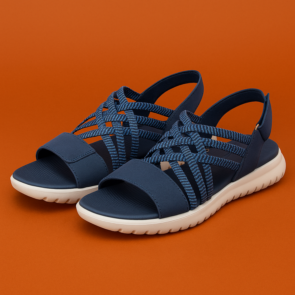 Naked Soles | StrideLuxe | Women's Striped Sandals – Chic Summer Design