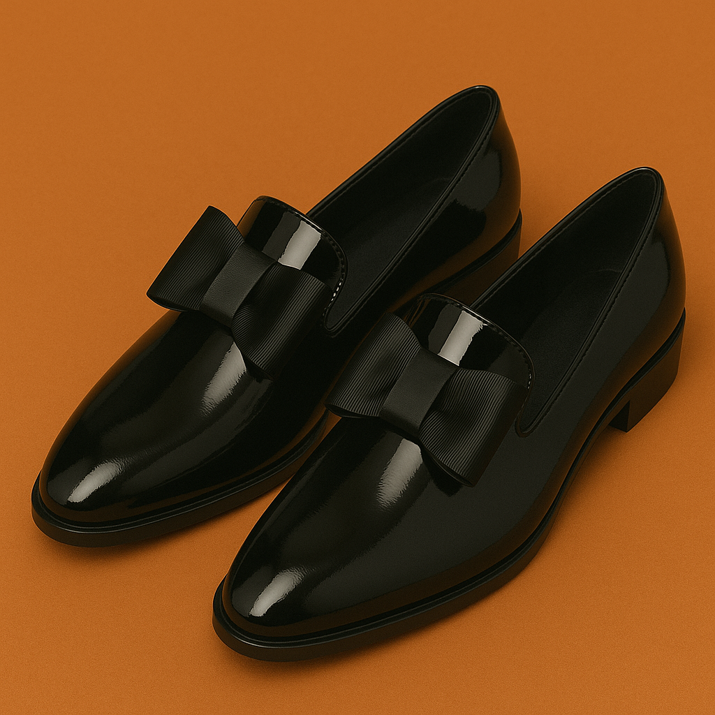 Naked Soles | Vellé | Women's Patent Bow Flats – Glossy Finish
