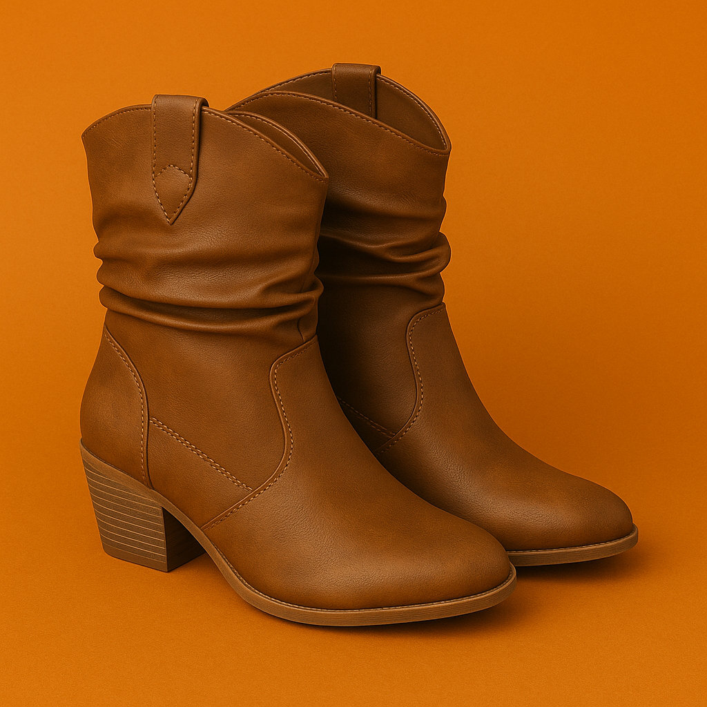 Naked Soles | WestNova | Women's Low-Heel PU Leather Cowboy Boots – Western Flair