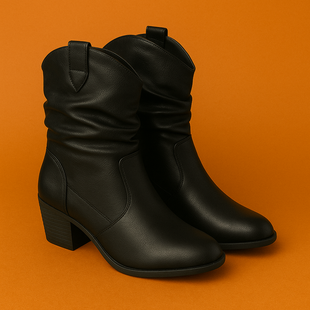Naked Soles | WestNova | Women's Low-Heel PU Leather Cowboy Boots – Western Flair